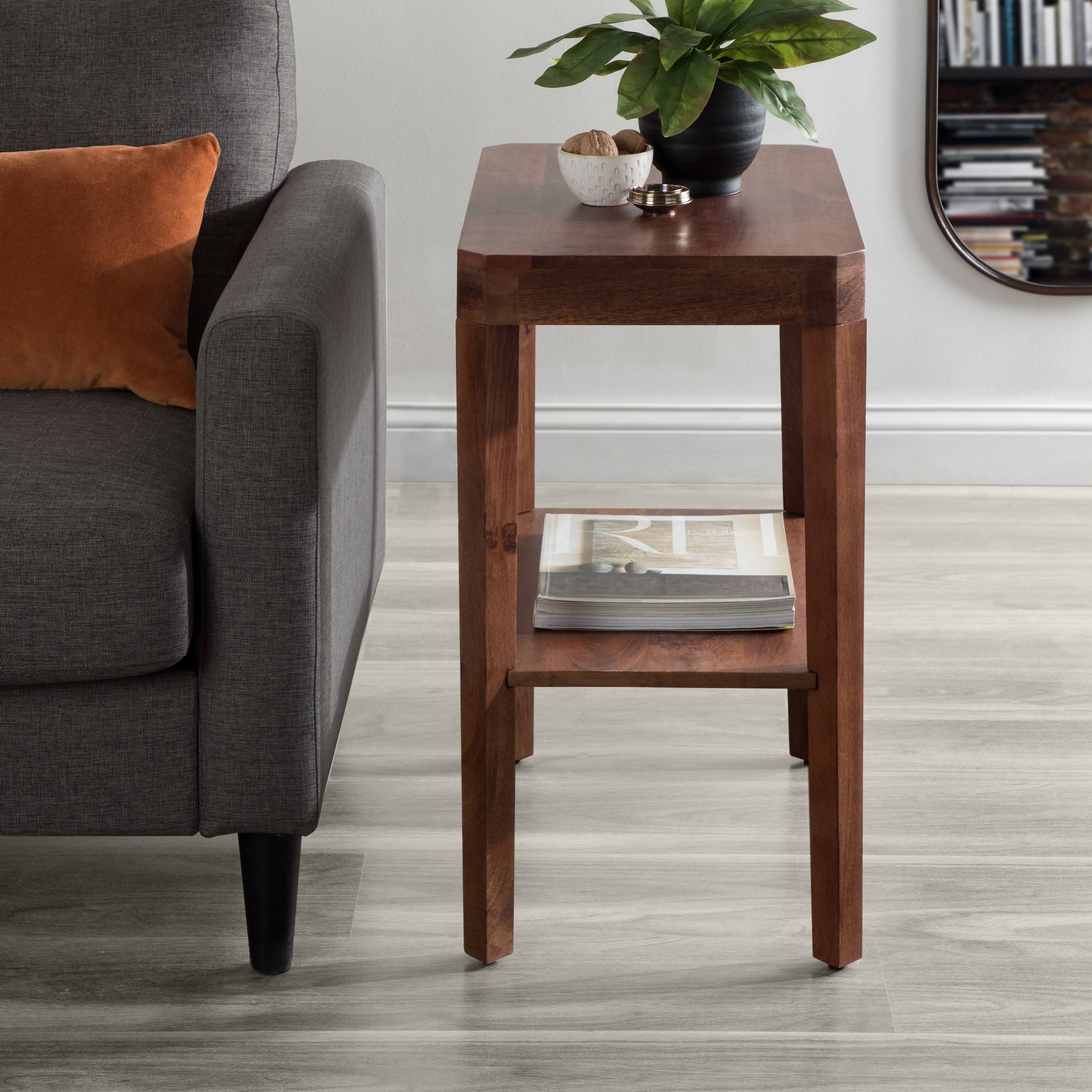 Kate and Laurel Talcott Wood Side Table - 22x14x26 - Walnut Brown