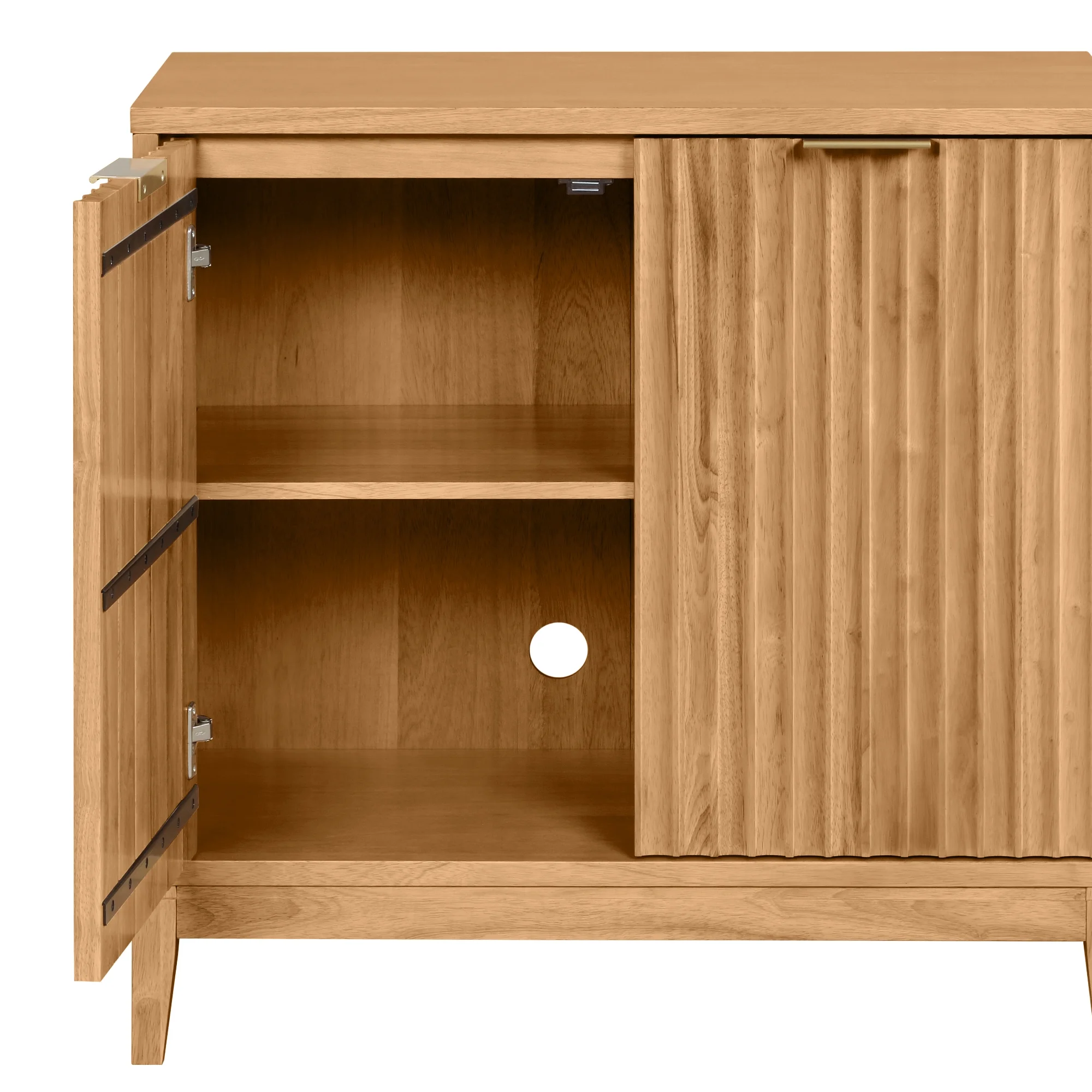 Nathan James Jasper Modern Sideboard, Kitchen Storage Cabinet with Fluted Doors, Accent Storage for Kitchen or Living Room, Natural Brown