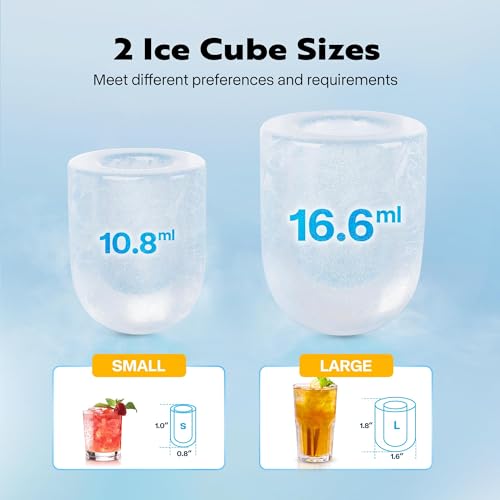 VIVOHOME Electric Portable Compact Countertop Automatic Ice Cube Maker Machine with Hand Scoop and Self Cleaning Function 26lbs/Day Silver