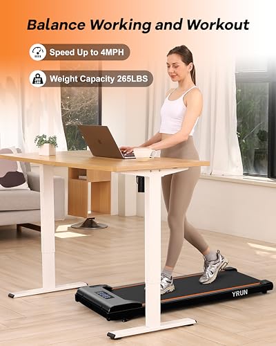 Walking Pad Under Desk Treadmill, 2.5HP Quiet Brushless Small Treadmill for Home and Office, Compact Portable Walking pad with Remote & App Control for Walking and Jogging