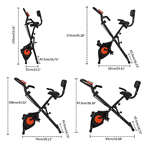 Recumbent Indoor Bike Trainer Portable Exercise Bike with Adjustable Magnetic Resistance, Sturdy and Ultra-Quiet Cycling Machine for Adults and Seniors