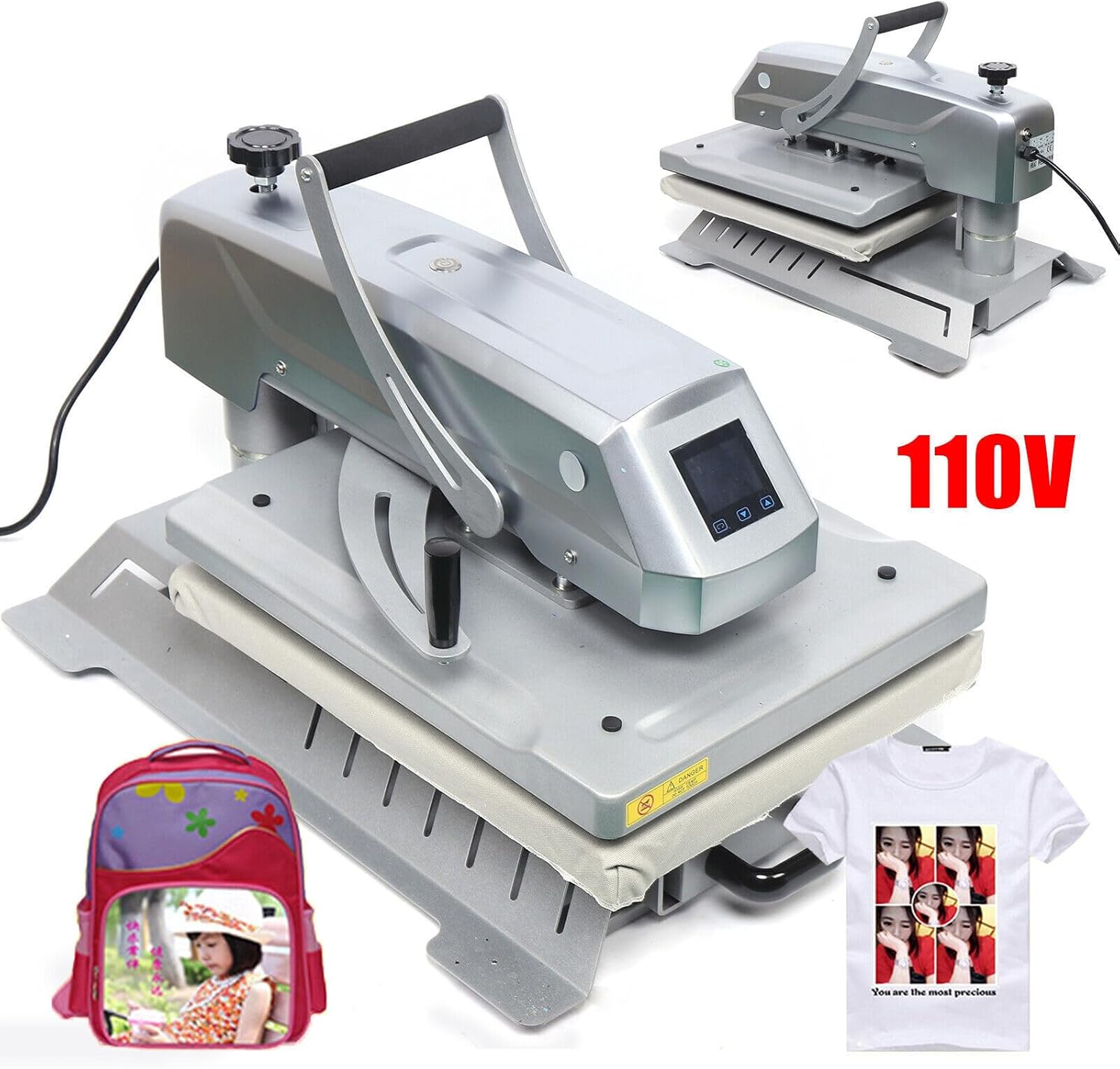 Auto Open Heat Press Machine, 16x20 Inch Clamshell Heat Press Auto Open, Digital Clam Heat Press for T Shirts Bags Mouse Pads More, Home Heat Transfer Machine for Gifts Business, silvery