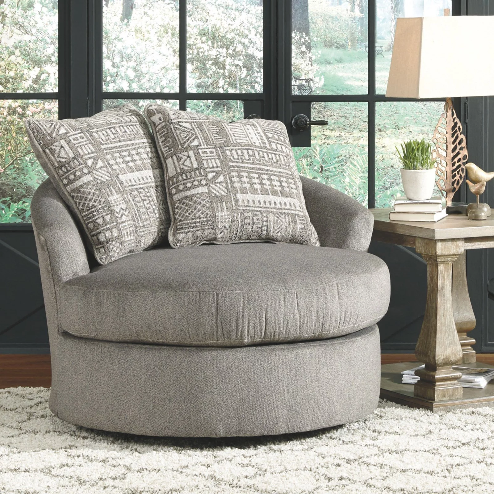 Signature Design by Ashley Soletren Swivel Accent Chair in Ash