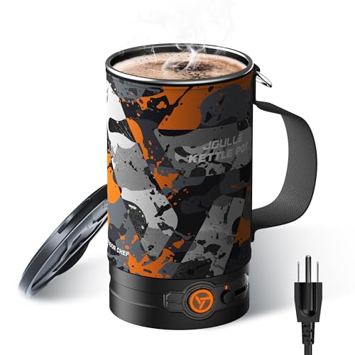 Electric Kettle Pot, Portable French Press Coffee Maker, Small Travel Water Boiler Cooker, 500 W Electric Tea Kettle for Boiling Water, Popcorn Maker, Camping RV Essentials