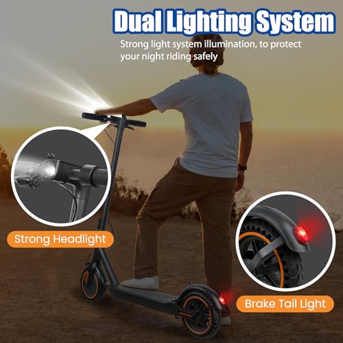 Electric Scooter for Adults, 8.5” Solid Tires, 500W Motor, Up to 19 MPH, 21 Miles Range Commuter Escooter, with Dual Brake System, APP, LED Display, Cruises Control, Foldable E-Scooter