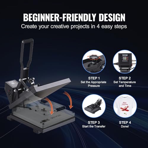VEVOR 15x15 Heat Press Machine 8 in 1 Combo Tshirt Press Machine with Tumbler Press, 360° Swing Away Digital Multifunction Heat Transfer Sublimation for Printing T Shirts Mug Hat Plate Cap