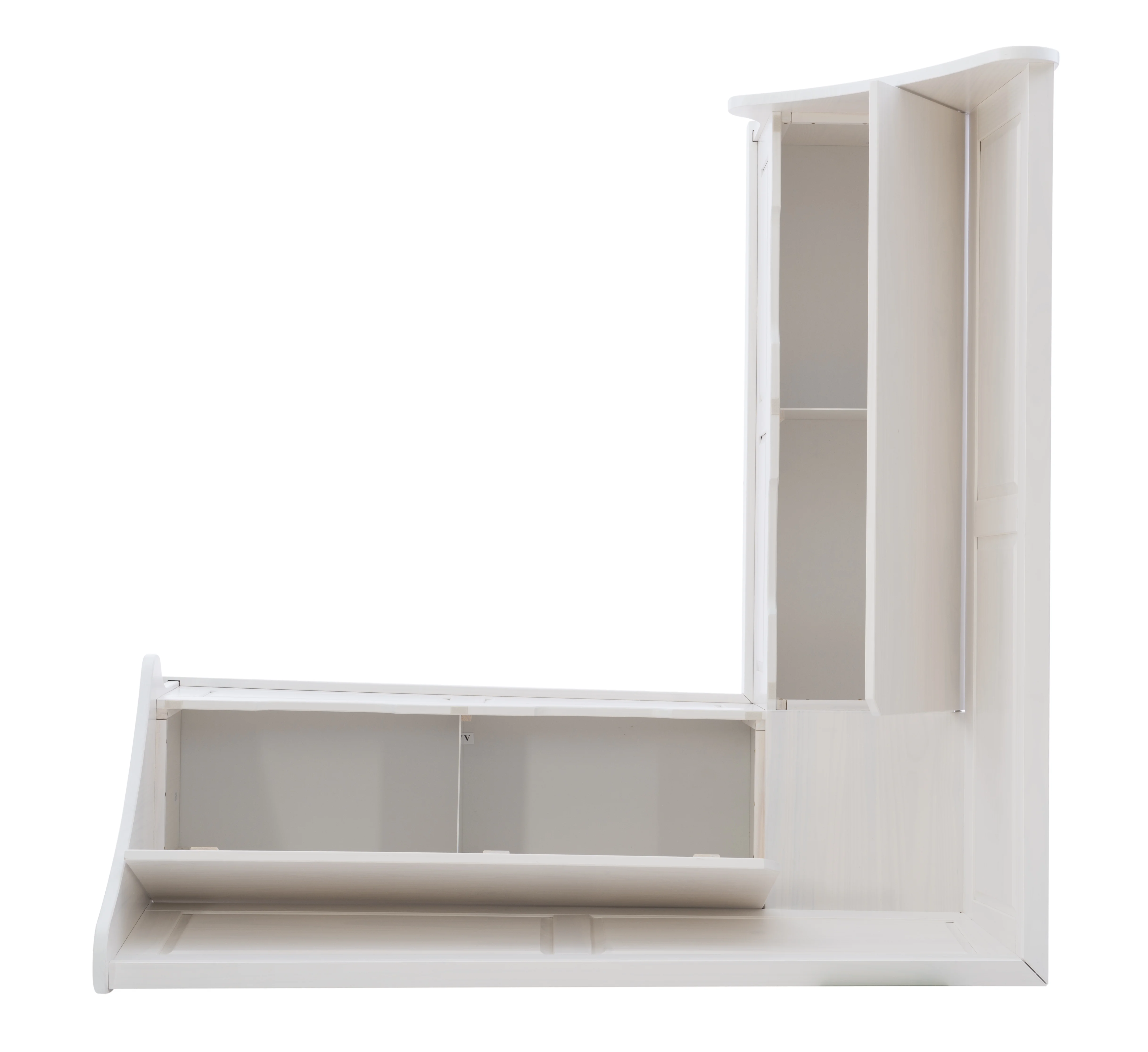 Linon Tobin Wood Corner Dining Breakfast Nook Bench with Storage, Seats 4, White Finish (Table sold separately)