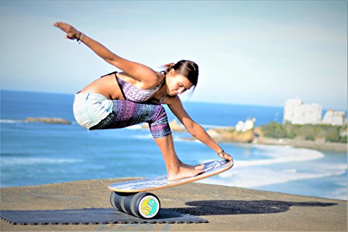 INDO BOARD Rocker Balance Board Package - 5 Color Choices - Improve Balance, Comes with 33" X 16" Non-Slip Deck 6.5" Roller and 14" INDOFLO Cushion