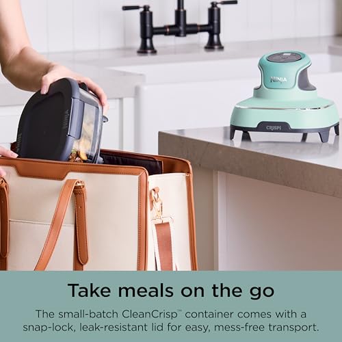 Ninja Crispi Air Fryer, Microwave, Freezer & Dishwasher Safe, Non Toxic Glass Portable Cooking System, 4 QT & 6 Cup Glass Containers with Storage Lids, Easy Meals, Air Fry, Bake, Green, FN101SG