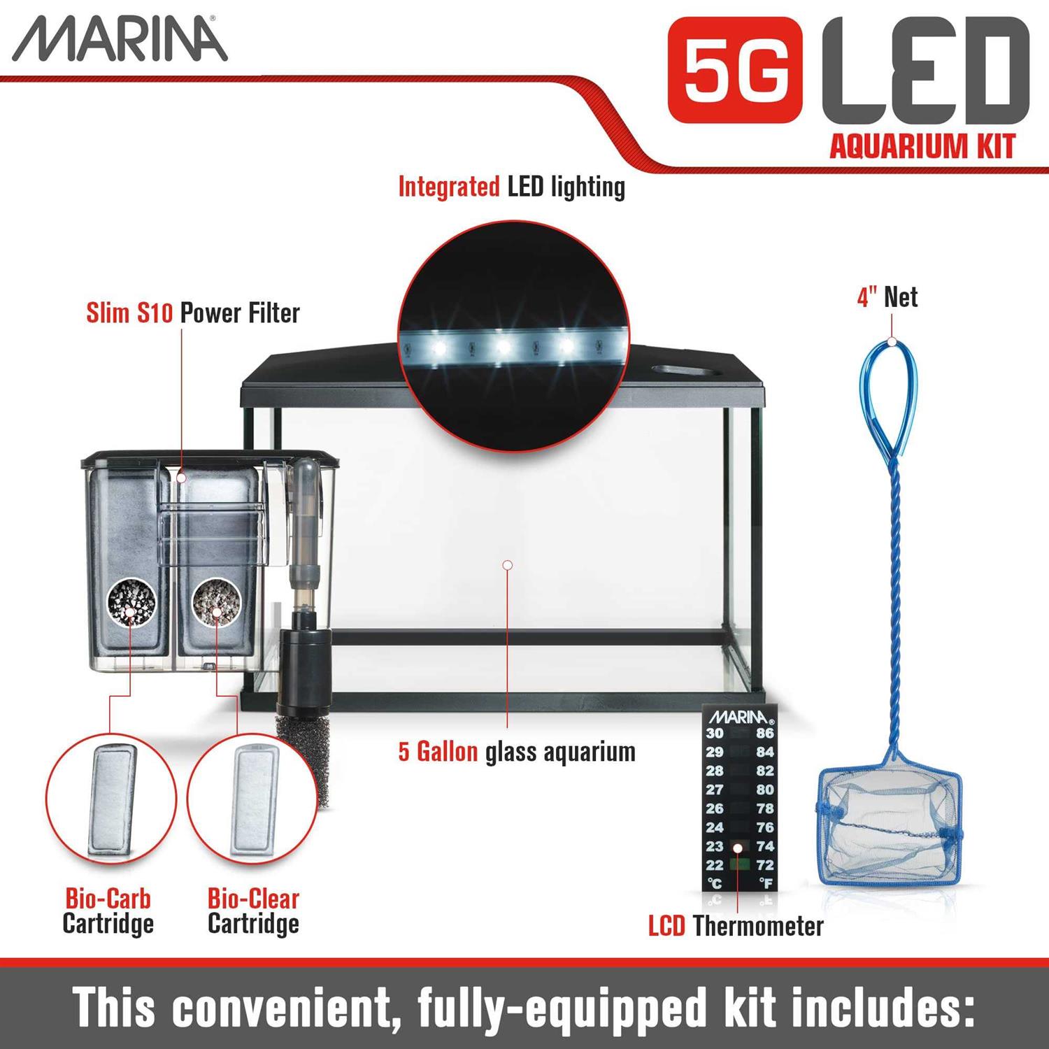 Marina 5G LED Glass Aquarium Kit - Pet Supplies online store
