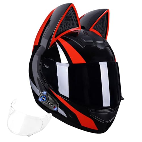 Built-in Bluetooth Motorcycle Helmet Cool Girl Full Face Flip Up Helmet Motocross Dirt Bike Helmet Adult Men Women DOT/ECE Certified FMVSS-218 Street MX BMX Racing MTB Enduro Helmet