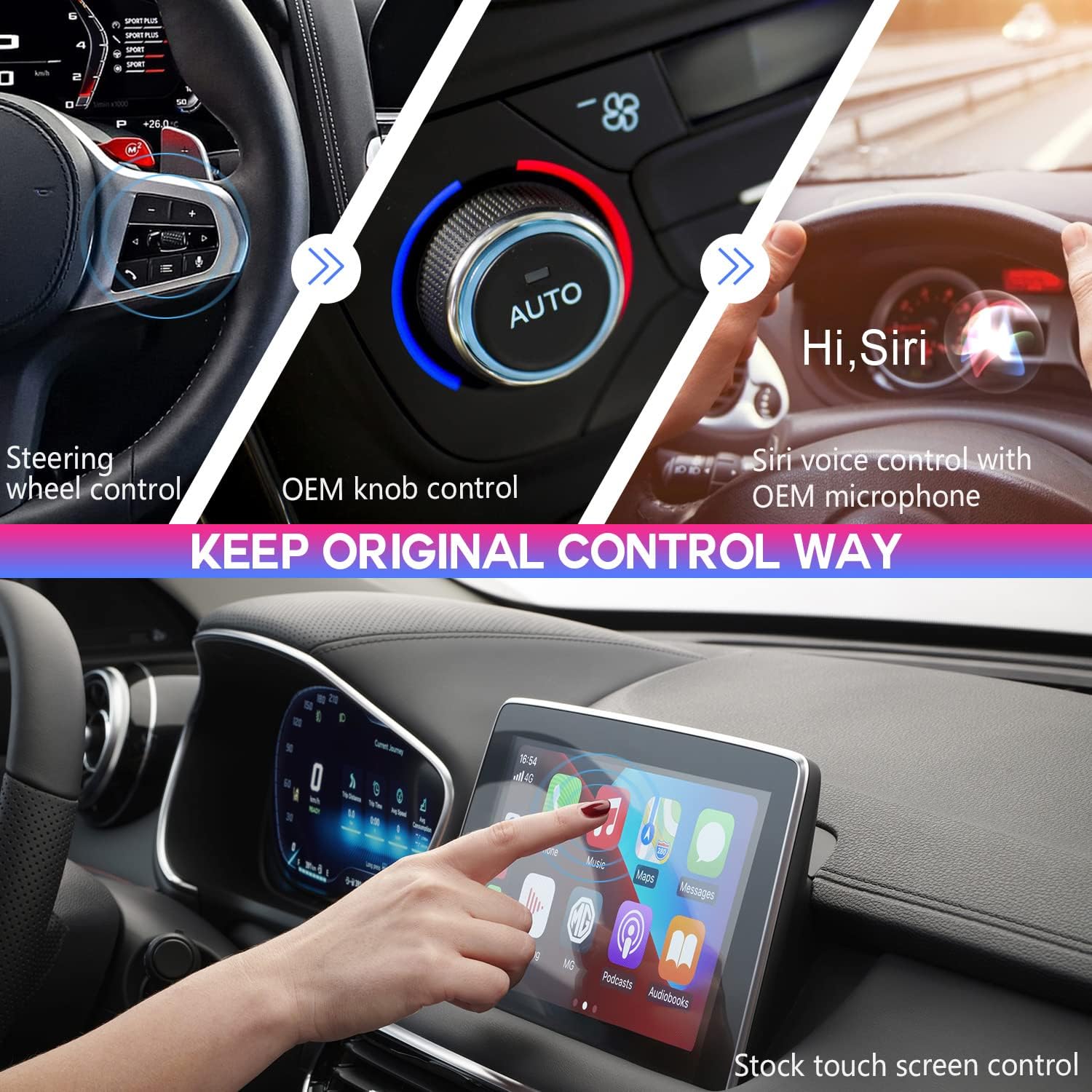 Multimedia Video AI Box for Cars with Wired CarPlay,AI Box Android System Supports WiFi,4G SIM Card,Split Screen,Wireless CarPlay+Wireless Android Auto,Installing Apps from Google Play (S21, Brown)