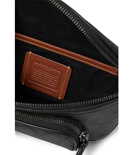 COACH Mens Beck Belt Bag in Pebble Leather, Charcoal/Black