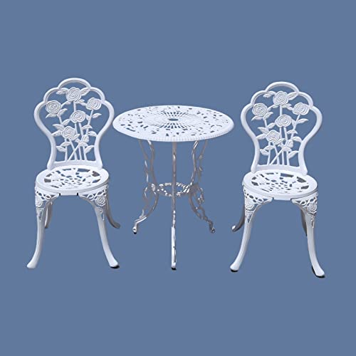 KAILI Outdoor Furniture Bistro Set with Rose Pattern 1 Table 2 Chairs for Garden Patio Porch (Rose-Bronzed)