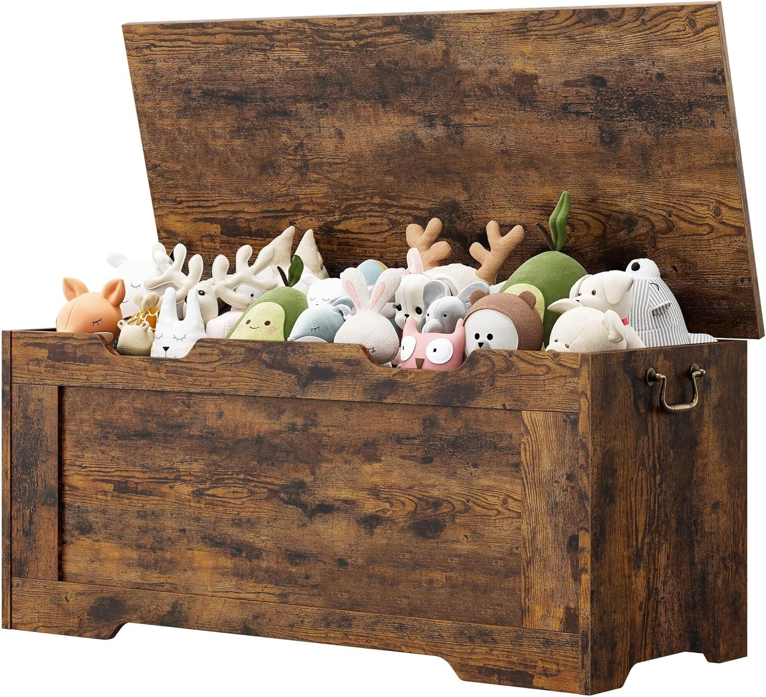 Storage Chest 39.4" Bench Wooden Trunk Brown Solid Wood Finish