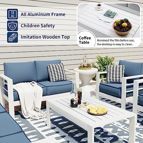 UDPATIO 8 Piece Aluminum Patio Furniture Set, Oversized Modern Outdoor Furniture Set with Olefin Fabric Cushion for Patio Deck Backyard, Dark Grey(with Waterproof Covers)