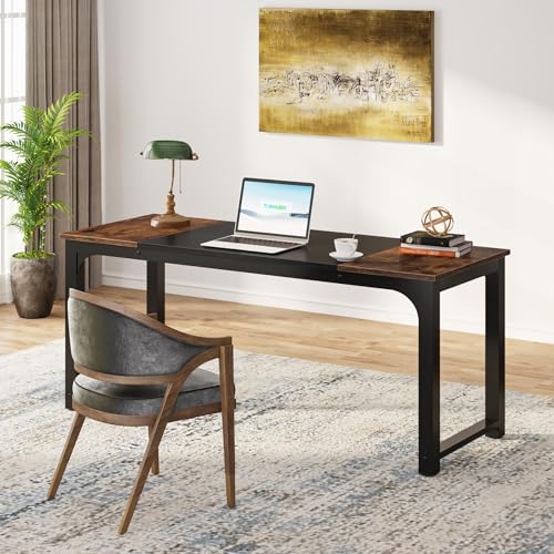Tribesigns Modern Computer Desk, 63 x 31.5 inch Large Executive Office Desk Computer Table Study Writing Desk Workstation for Home Office, Spliced Desktop, White