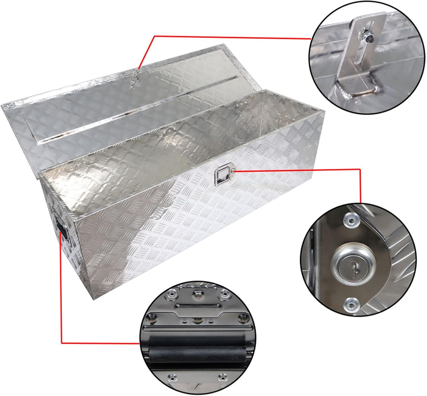 labwork 49 Inch Aluminum Truck Tool Box Pickup ATV Camper Truck Bed Tool Box Trailer Flatbed RV Storage with Lock