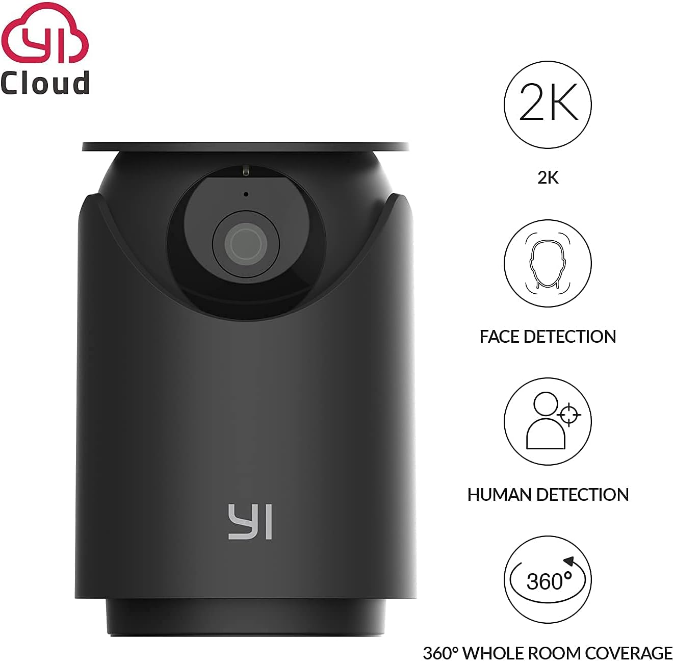 YI Camera for Home Security Indoor 2K, WiFi Bedroom Surveillance Camera 360-degree with Night Vision, Human Detection, 2-Way Audio, Phone App, Compatible with Alexa and Google Assistant, 2pc