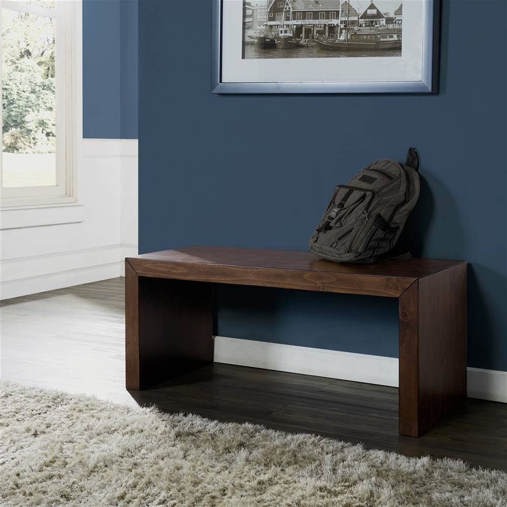 Pulaski Minimalist Modern Wooden Bench in Brown