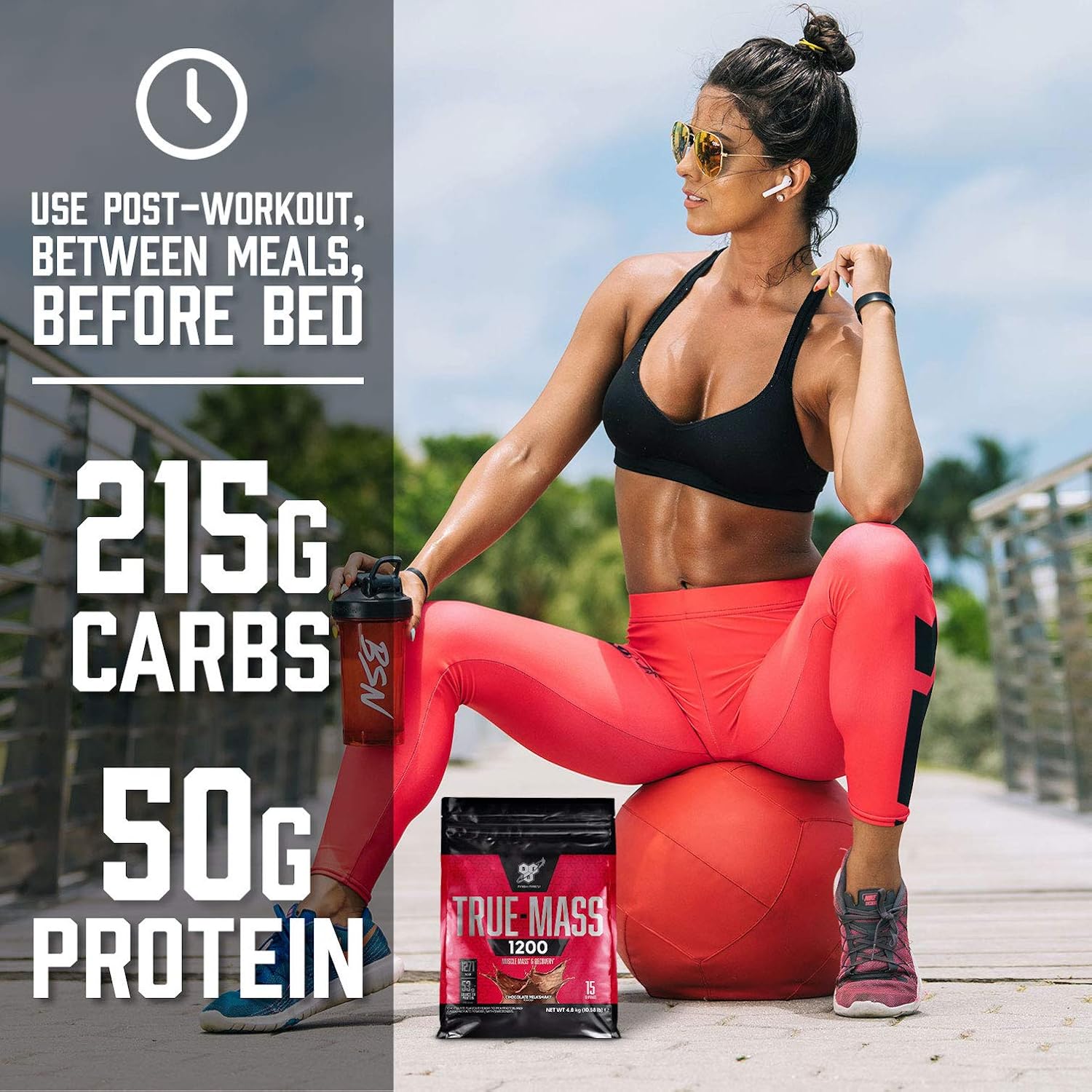 BSN TRUE-MASS Weight Gainer, Muscle Mass Gainer Protein Powder, Vanilla Ice Cream, 10.25 Pound Pack of 2