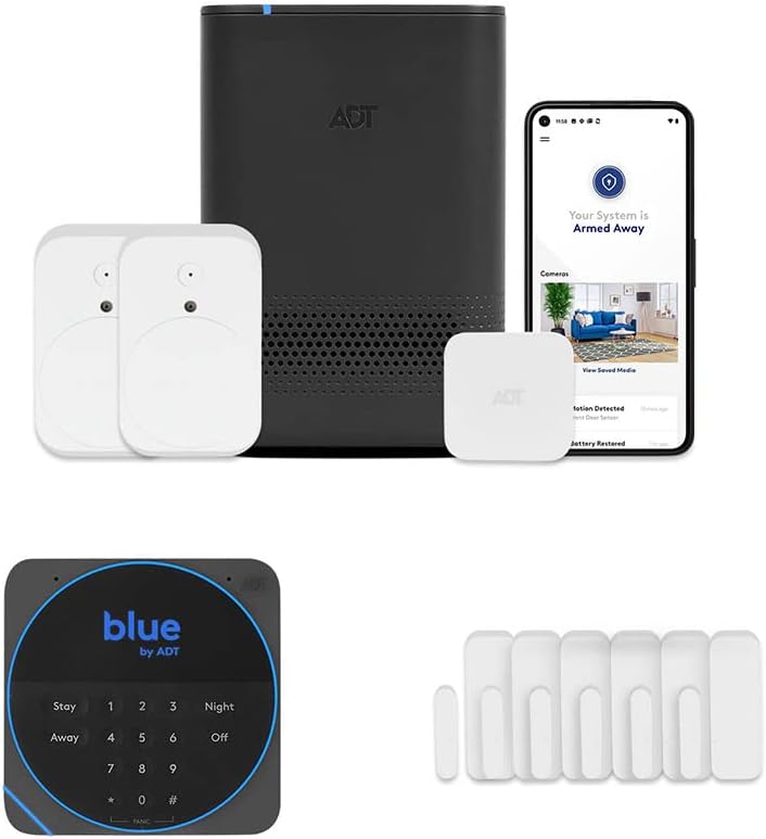 ADT 12 Piece Wireless Home Security System - DIY Installation - Optional Professional Monitoring - No Contract - Compatible with Google Assistant & Alexa - Graphite