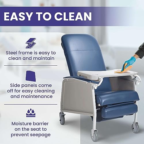Medical Recliner Chairs for Elderly - Standard Geri Chair Recliner with Wheels, Tray, and Elevating Legrests for Seniors