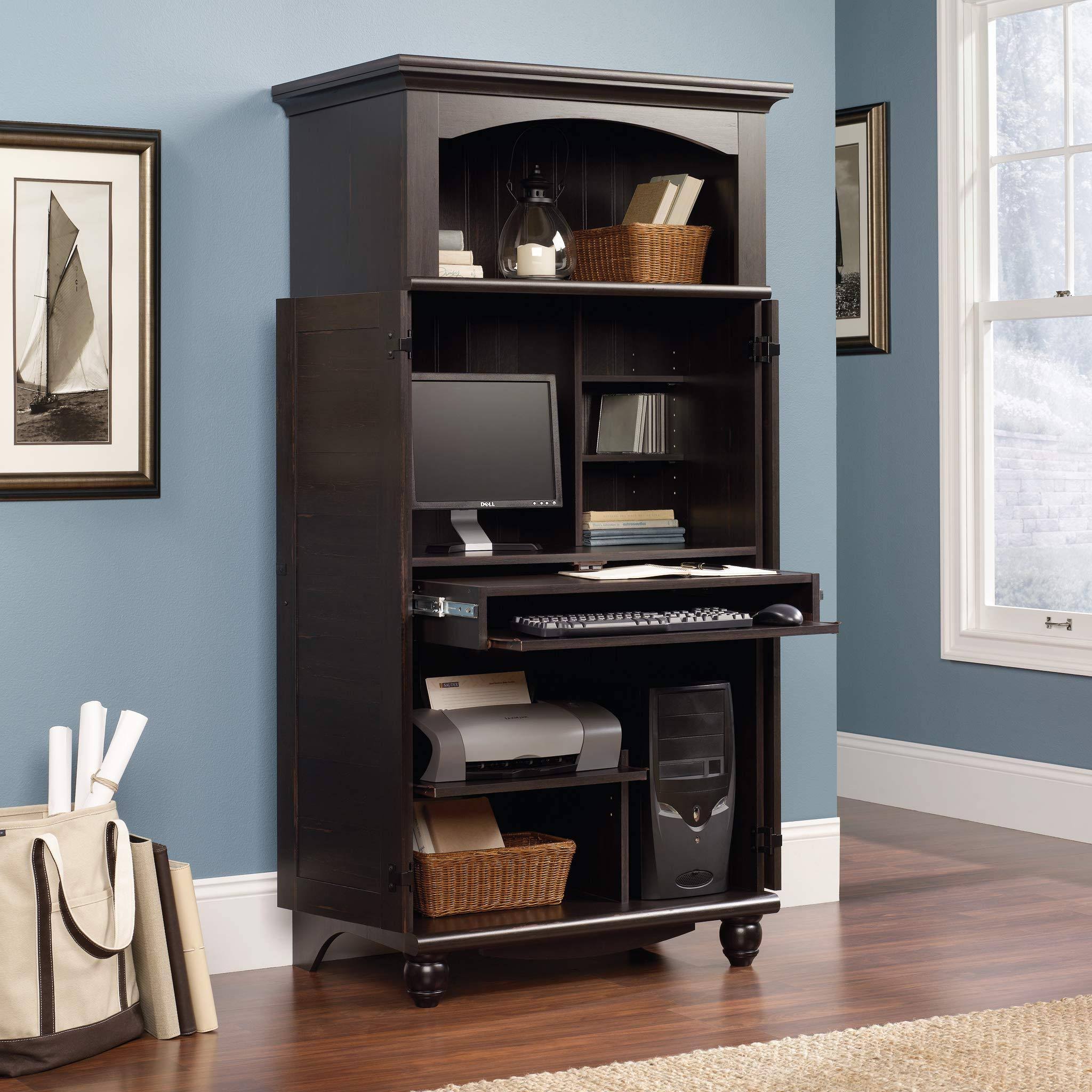 Sauder Harbor View Computer Armoire Antiqued Paint