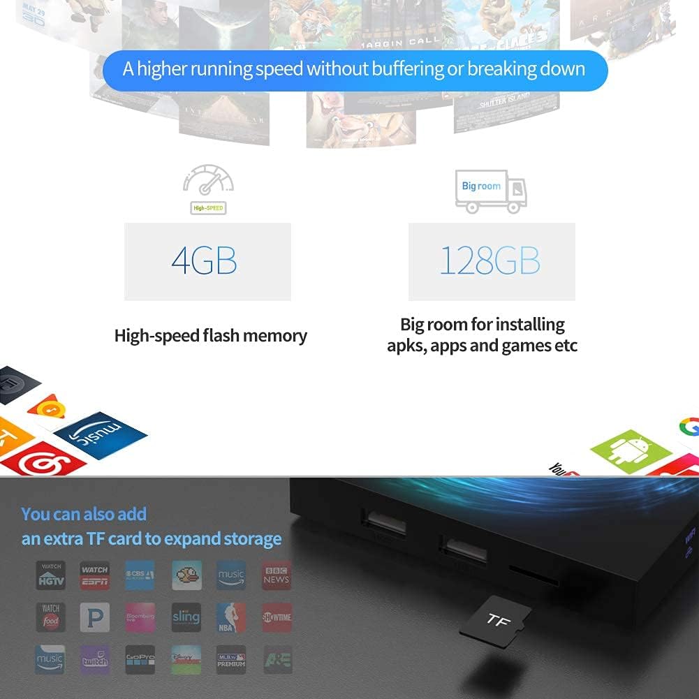 Android 10.0 TV Box, T95 Android Box 4GB RAM 64GB ROM H616 Quad-Core Support 2.4G/5G Dual WiFi HD 3D/6K/ H2.65. Pack of 2