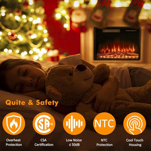 Waleaf Fireplace TV Stand with 18" Electric Fireplace, LED Light Entertainment Center, Modern Wood Texture Entertainment Stand with Storage cabinet for TVs Up to 65" (White)