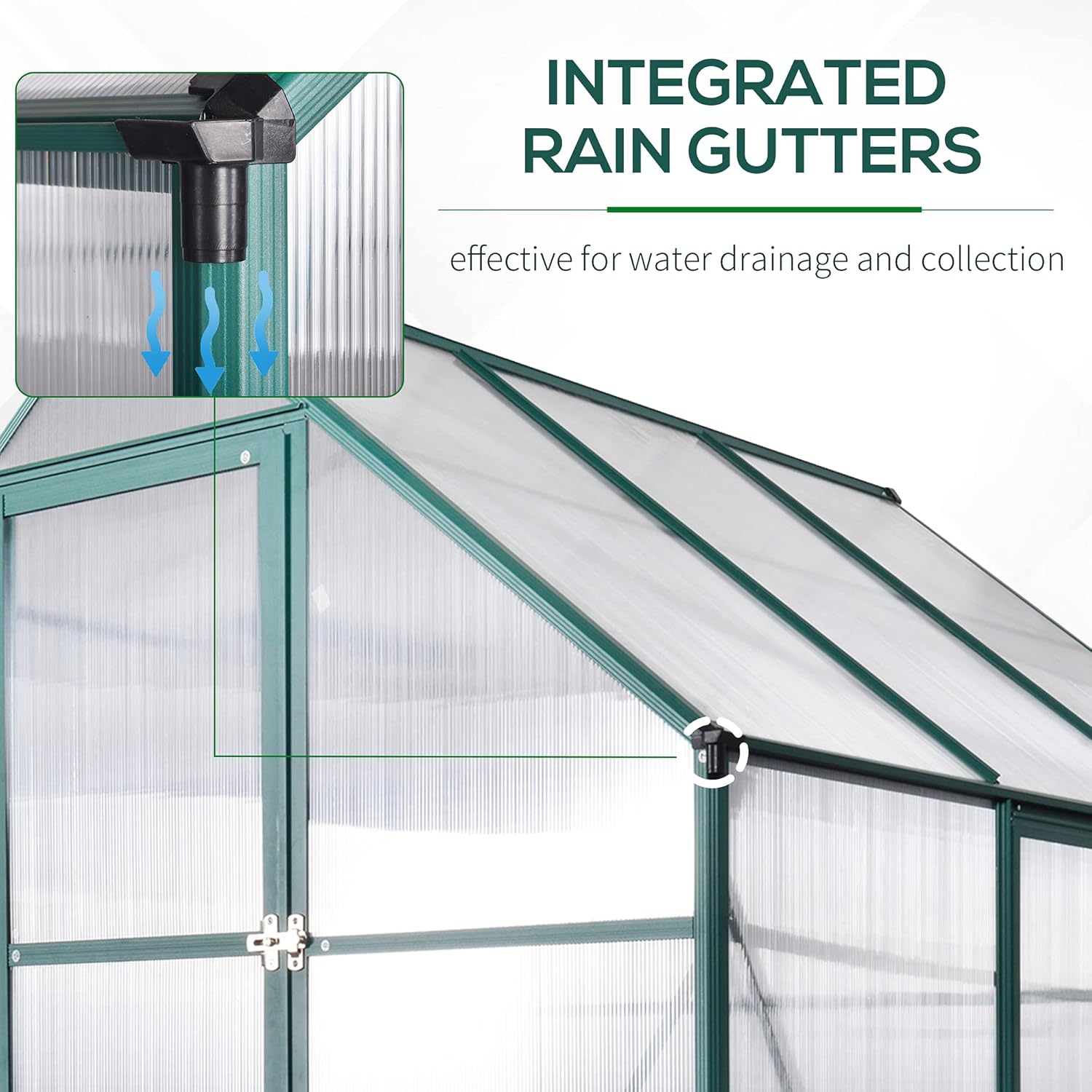 Outsunny 6' x 8' x 7' Walk-in Plant Polycarbonate Greenhouse with Temperature Controlled Window Hobby Greenhouse for Backyard/Outdoor