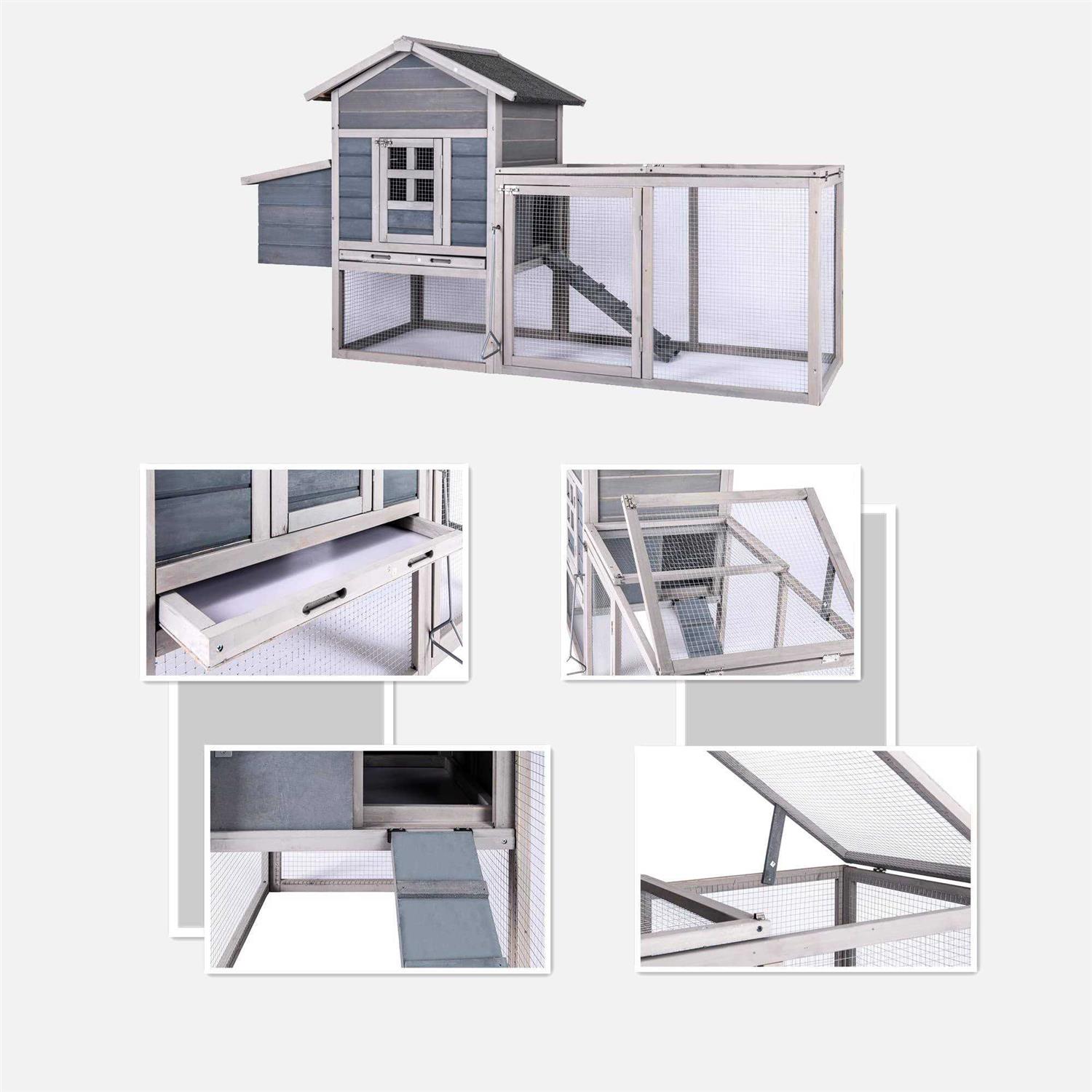 Ecolinear Chicken Coop for 2-4 Chickens House 80 Outoor Wooden Run Cage with Ramps - Pet Supplies online store