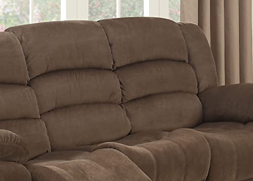 AC Pacific Bill Modern Upholstered Living Room Manual Padded Pillow Top Armrests Seat, Reclining Sofa, Walnut