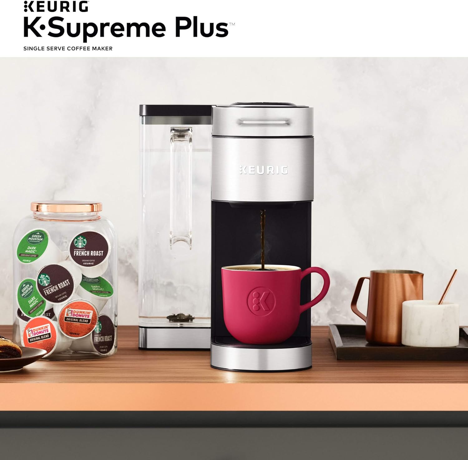 Keurig K-Supreme Plus Single Serve Coffee Maker with Lavazza Perfetto, Dark Roast Coffee Pods, 32 K-Cup K-Cup Pods