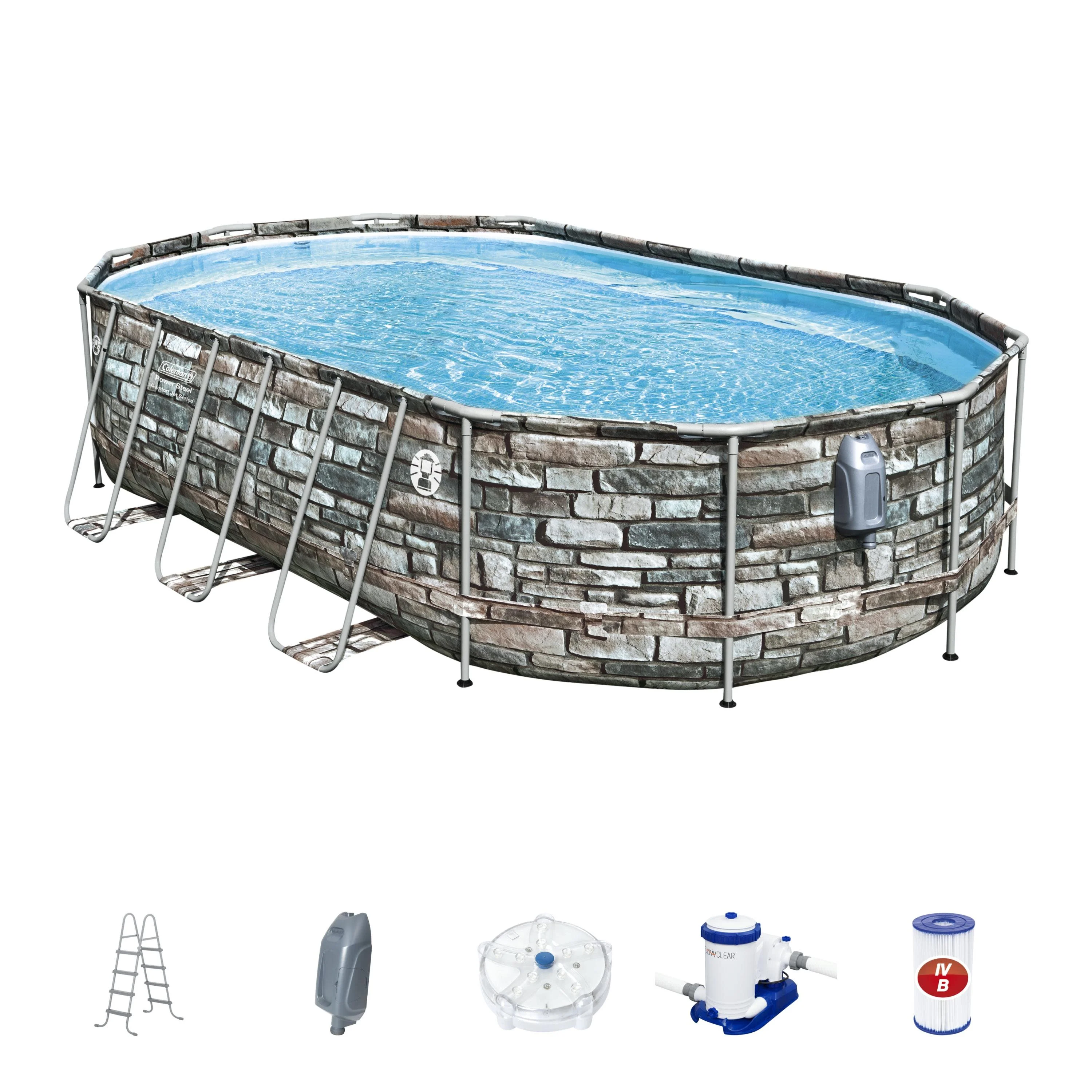Coleman 20' Power Steel Comfort Jet Oval 48" Deep Metal Frame Above Ground Pool