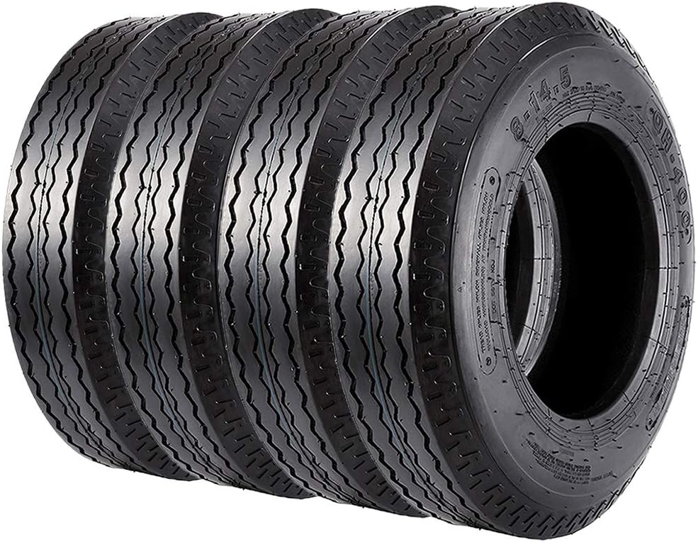 SUPERGUIDER Heavy Duty Trailer Tires 8-14.5 Highway 8x14.5 Tires Load Range G 14PR, Set of 4