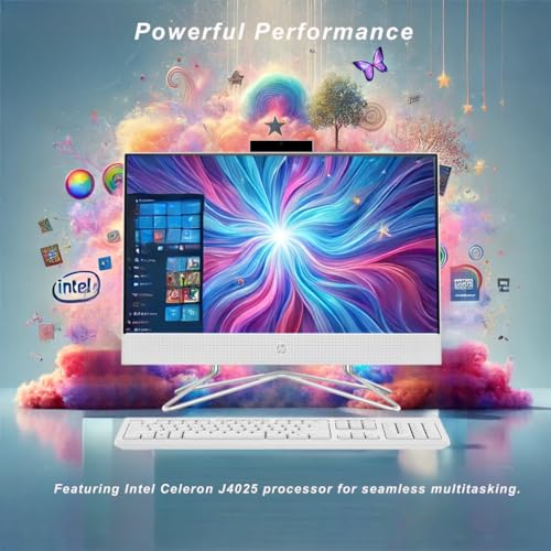 HP All-in-One Desktop Computer, 21.5" 1080P FHD Display, 16GB RAM, 1TB PCIe SSD, Intel Celeron Processor, Webcam, WiFi, HDMI, RJ-45, Wired Keyboard & Mouse, w/WOWPC Bundle, Windows 11 Pro