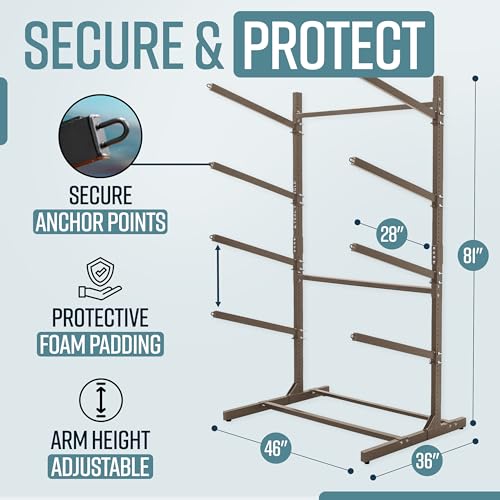 Freestanding G-Watersport Kayak and SUP Outdoor Storage Rack, Heavy Duty Adjustable Weatherproof Stand