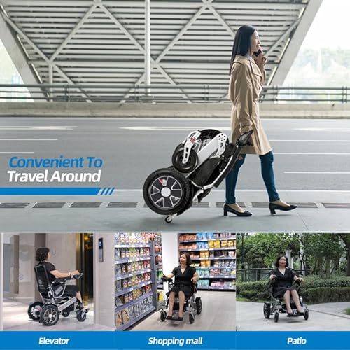 12 Miles Long Travel Range, Electric Wheelchair for Adults Folding Control Intelligent Power Wheelchairs Lightweight All Terrain Motorized Wheelchair for Seniors Portable