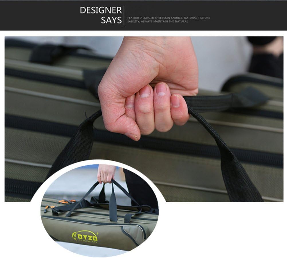 UNISTRENGH 3 Layers Portable Folding Fishing Rod Carrier Reel Case Bags Fish Pole Tools Storage Bag Case Pro Gear Tackle for Shoulders,Handles