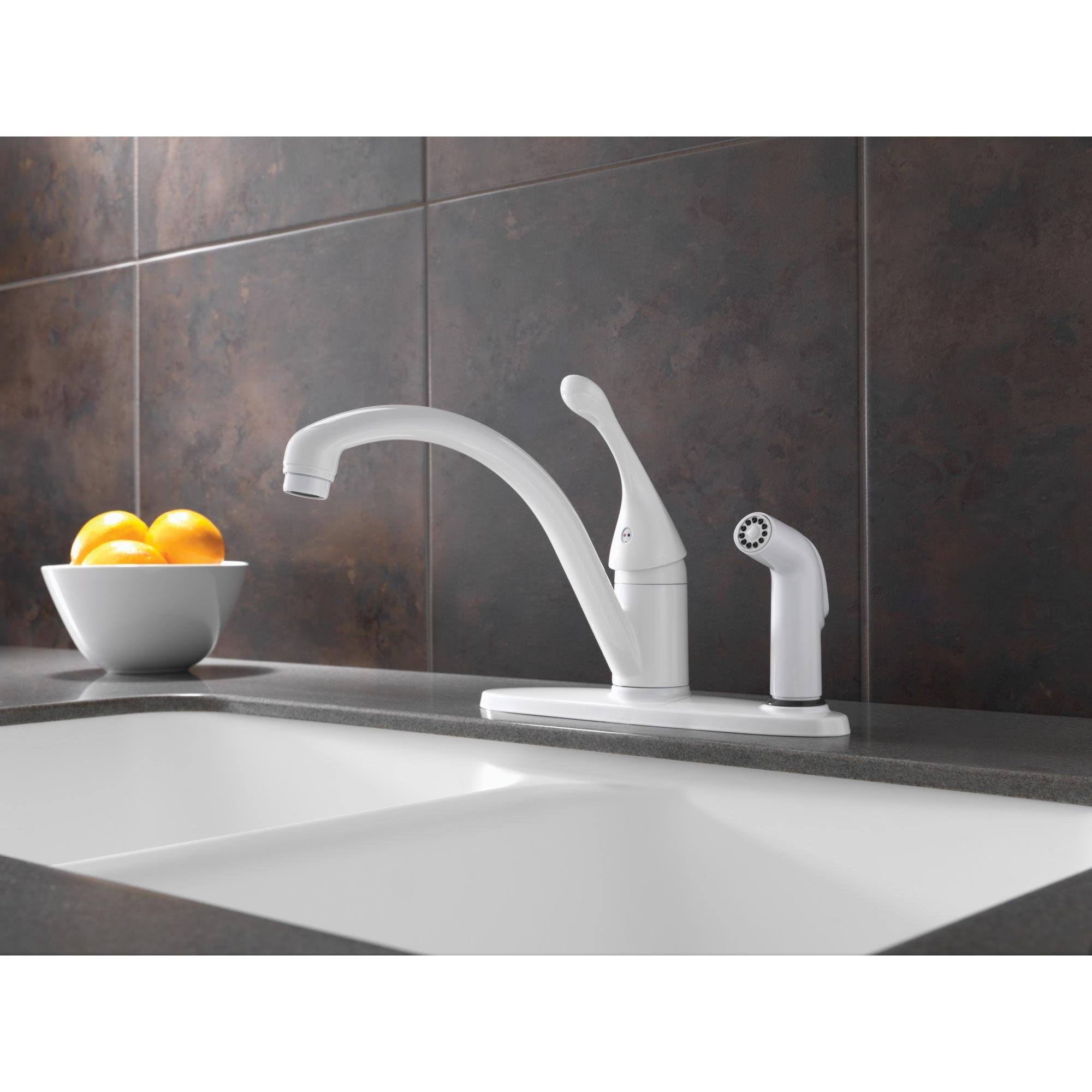 Delta - 340-DST - Collins Single Handle Kitchen Faucet with Integral Spray Chrome