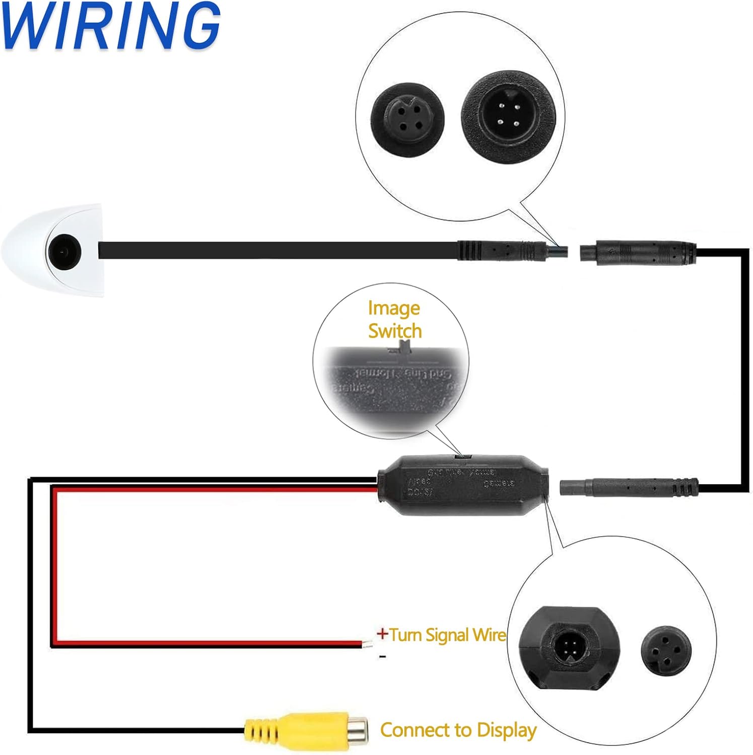 Pair Car Auto Side View Camera, EWAY Mini Side Mount Reverse Mirrored Image Cameras with No Blind Spot Cam Safety for Car Monitor Stereo RCA fits Truck 5th Wheel Camper Trailer - Pack of 2