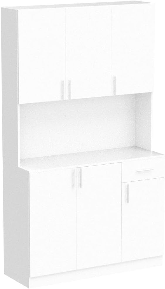 Kitchen Pantry Cabinet, 71” Pantry Storage Cabinet, Large Freestanding Tall Kitchen Hutch Storage Cabinet with 6 Doors and Drawer for Kitchen Dining Room, White