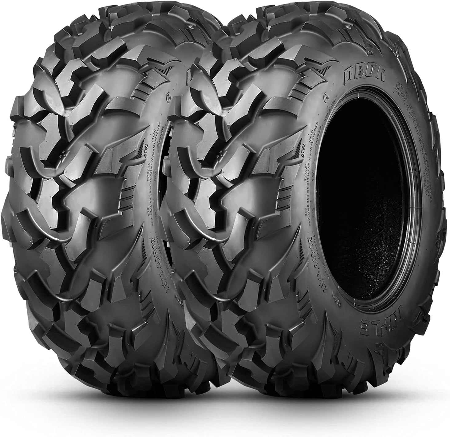 Set of 4 OBOR RIPLE ATV UTV Tires 25x8R12 Front & 25x10R12 Rear, 6PR Professional GNCC Racing Tires, 25x8-12 & 25x10-12 All-Terrain Radial Utility ATV Mud Off-Road Tires