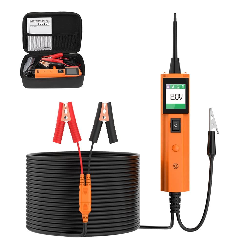 Power Circuit Probe Tester with Extra 20Ft Extension Cable Continuity/Polarity Circuit Tester AC&DC Voltage Tester Resistance/Diode Electrical Tester Buzzer Prompt Circuit Breaker Finder for 6-30V