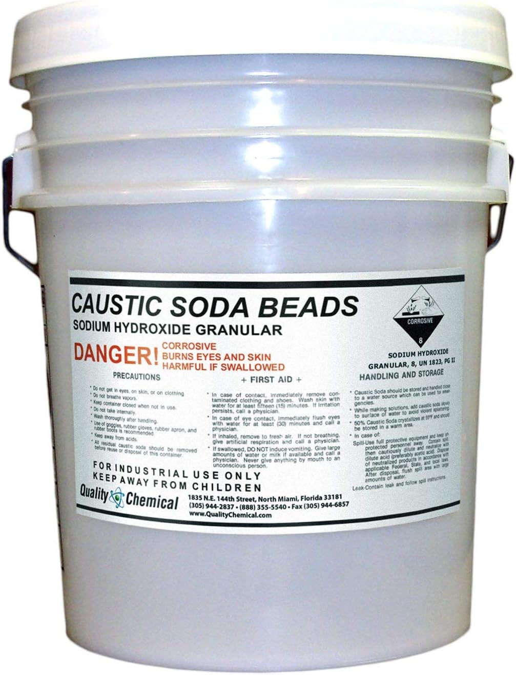 Sodium Hydroxide (Caustic Soda Beads) - 40 lb pail