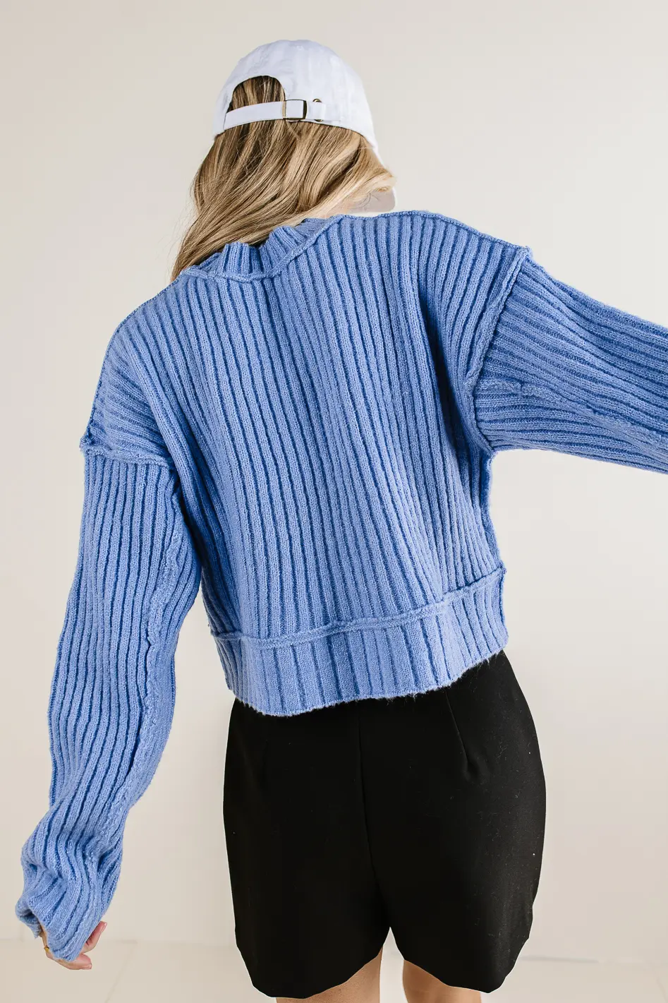 Daniela Ribbed Sweater in Blue - FINAL SALE
