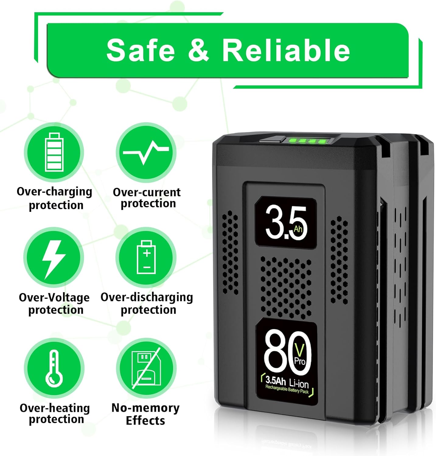 DSANKE GBA80200 80V 3.5Ah for Greenworks 80V Battery Compatible with Greenworks PRO 80V Lithium Ion Battery GBA80200 GBA80250 GBA80400 GBA80500 High Capacity Rechargeable Lithium Ion Battery