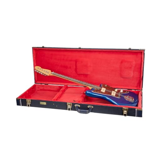 Crossrock Relief Series 335 Guitar Case for ES-335 & Semi-Hollow Electric Guitars | Carved Smoke Blue Finish, Monochrome Blue Velvet Interior, Lock – Premium Wooden Hardshell