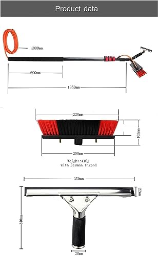 FUYAO Water Fed Telescopic Window Cleaning Pole Kit - Extendable & Solar Panel Safe, with Squeegee Brush - Complete Window Cleaner Tool for Effortless Cleaning!